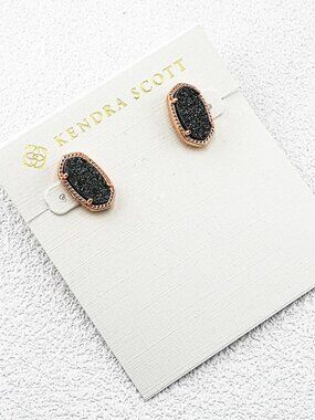 Kendra Scott Black Quartz Point Stud Earrings